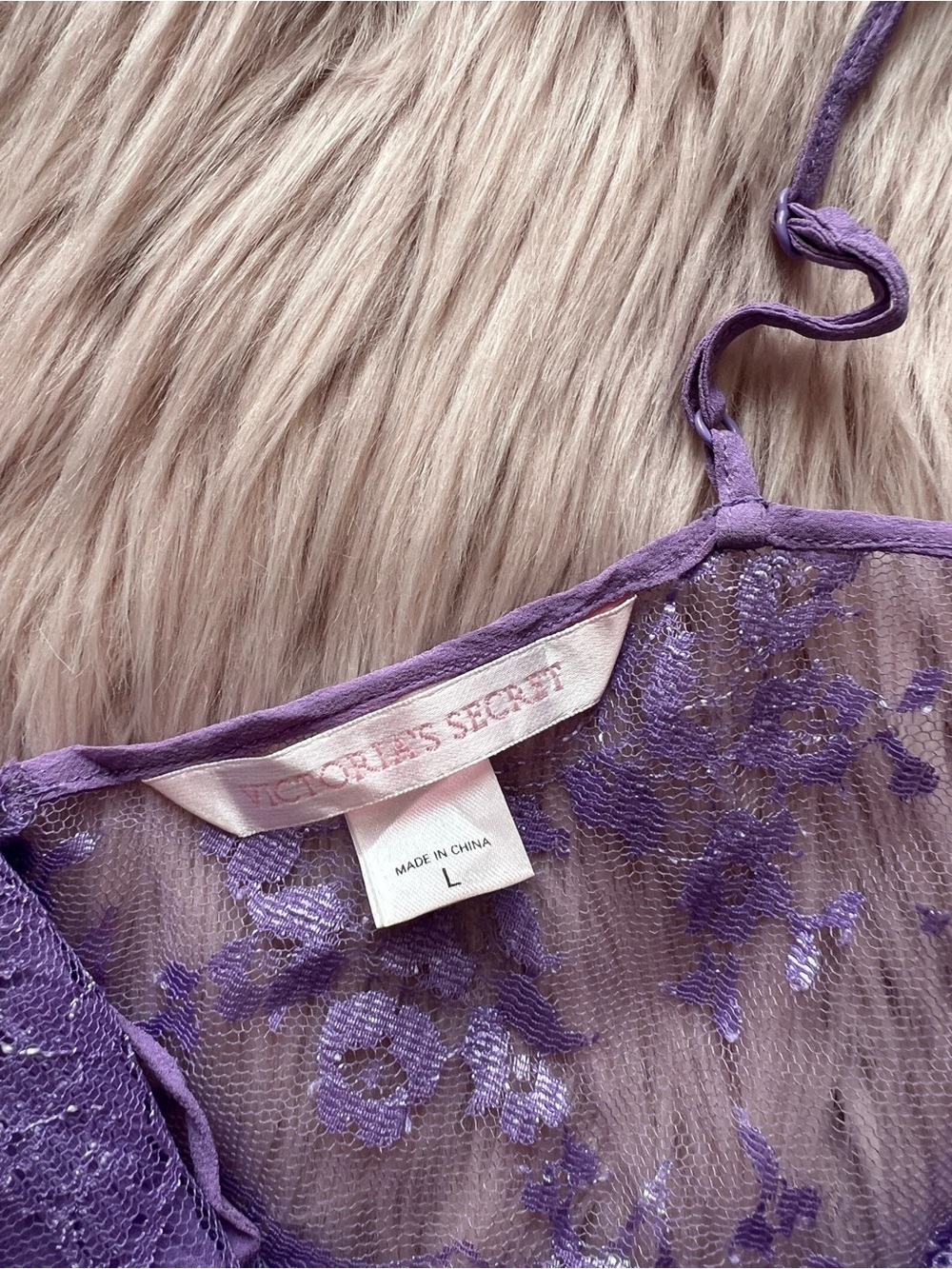 Victoria's Secret Lavender Purple Sheer Lace Chemise Large - Picture 3 of 6